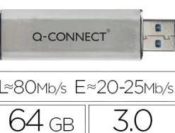 Clé usb q-connect 3.0 64gb lecture175mb/s écriture 60mb/s rétractable interface superspeed 3.0 compatible usb 2.0