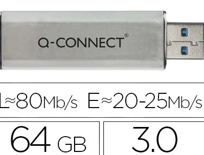 Clé usb q-connect 3.0 64gb lecture175mb/s écriture 60mb/s rétractable interface superspeed 3.0 compatible usb 2.0
