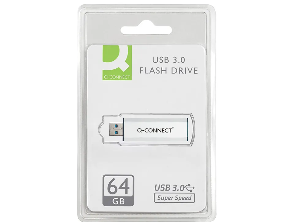 Clé usb q-connect 3.0 64gb lecture175mb/s écriture 60mb/s rétractable interface superspeed 3.0 compatible usb 2.0