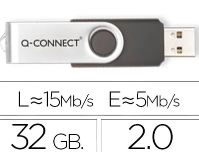 Clé usb q-connect 2.0 32gb vitesse lecture 18mb/s écriture 12mb/s capuchon rotatif