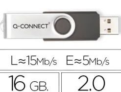 Clé usb q-connect 2.0 16gb vitesse lecture 18mb/s écriture 8mb/s capuchon rotatif