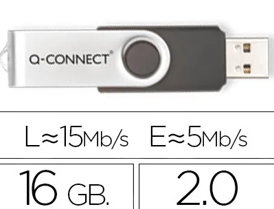 Clé usb q-connect 2.0 16gb vitesse lecture 18mb/s écriture 8mb/s capuchon rotatif