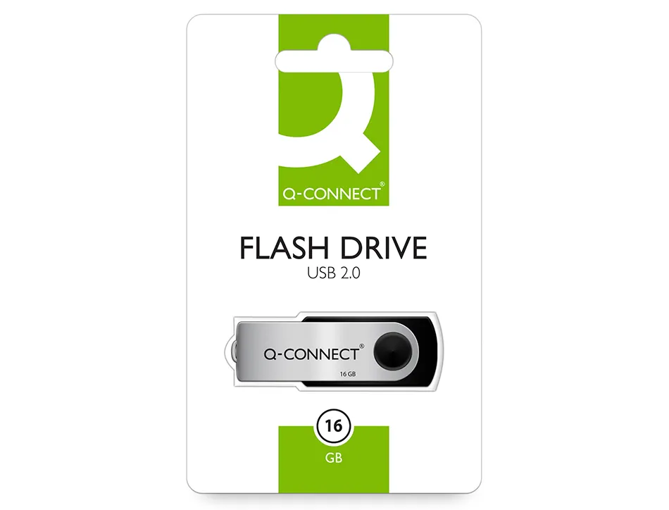 Clé usb q-connect 2.0 16gb vitesse lecture 18mb/s écriture 8mb/s capuchon rotatif