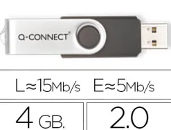 Clé usb q-connect 2.0 4gb vitesse lecture 15mb/s écriture 5mb/s capuchon rotatif