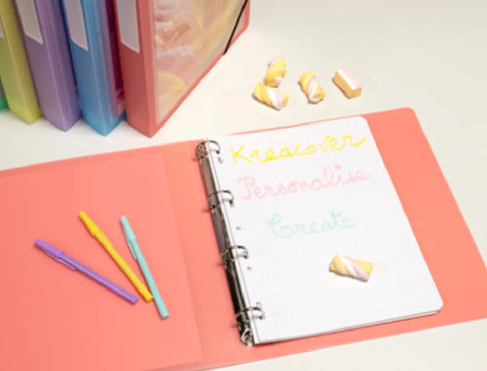 Classeur 4 anneaux exacompta kreacover polypropylene a4 4/30mm assortiment pastel