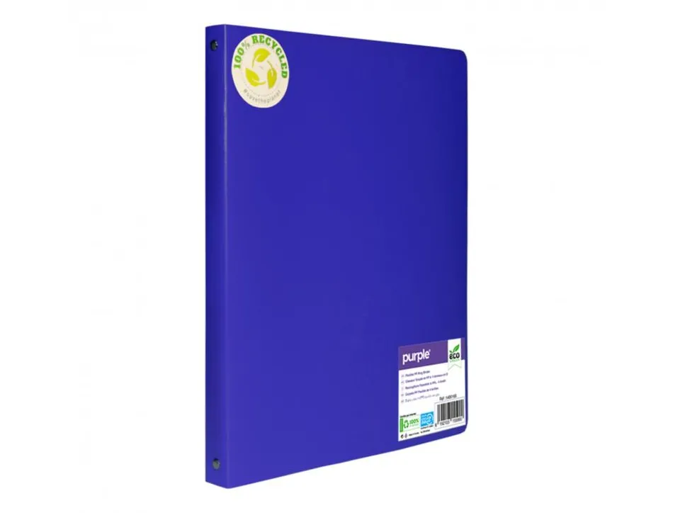 Classeur 4 anneaux polypro recycle office plast dos 20mm coloris bleu