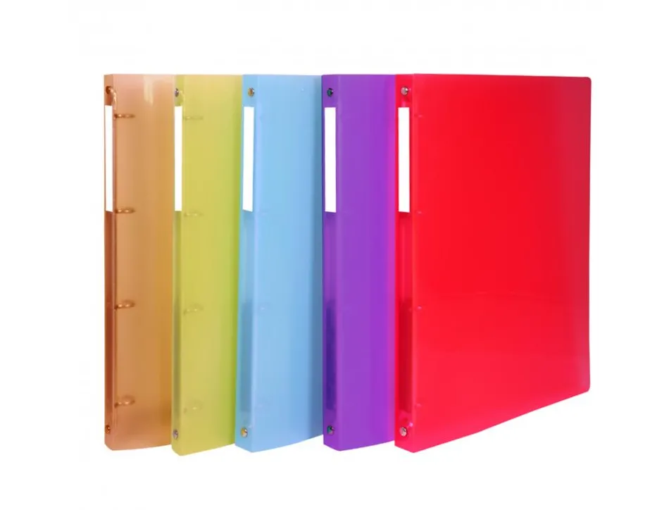 Classeur 4 anneaux polypro office plast couverture souple 32x25 dos 20mm 5 coloris assortis