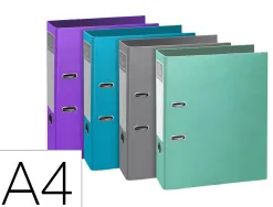 Classeur a levier exacompta teksto rigide a4 dos de 80 mm dim 32x29 cm coloris assortis