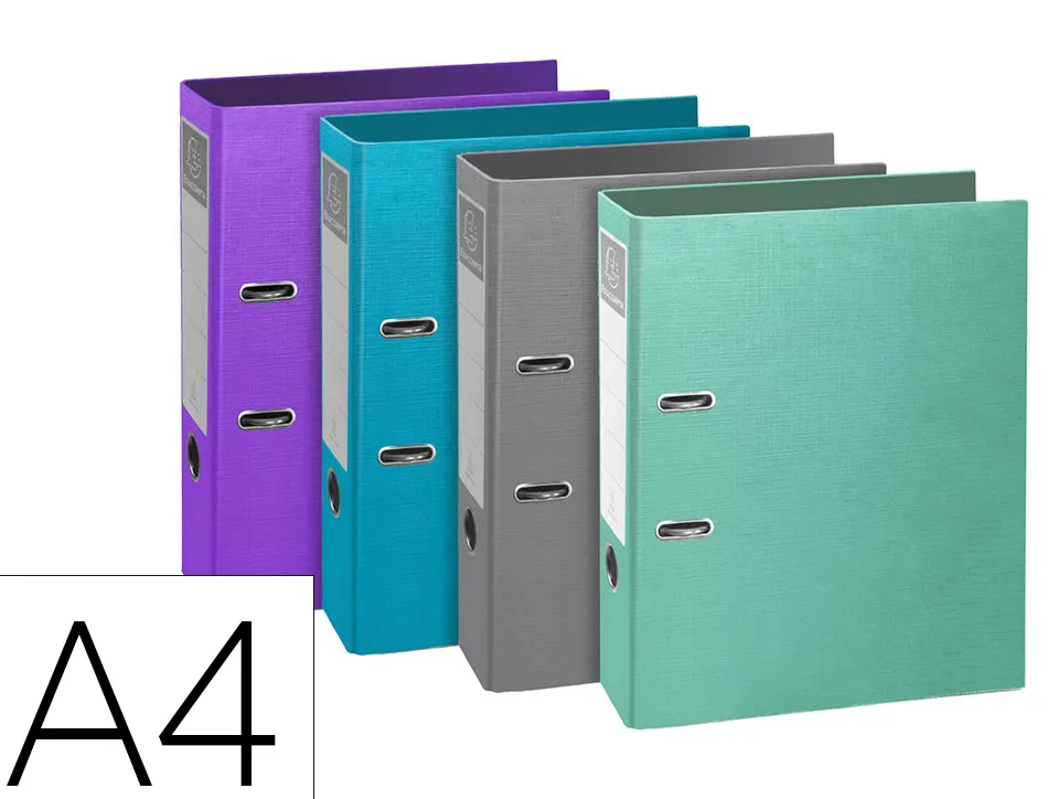 Classeur a levier exacompta teksto rigide a4 dos de 80 mm dim 32x29 cm coloris assortis