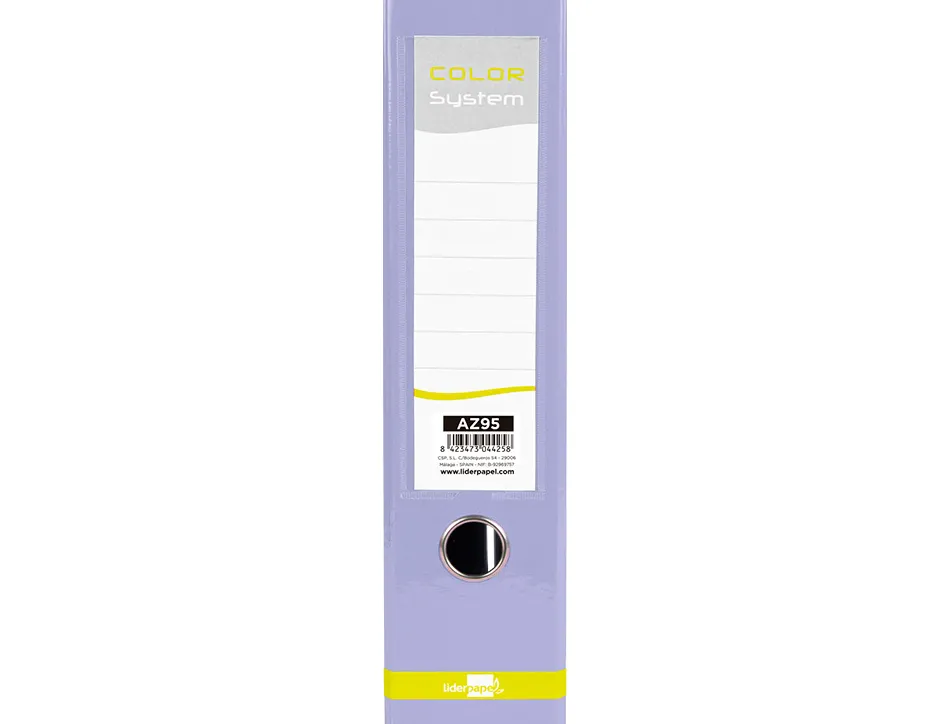 Classeur a levier liderpapel a4 color system dos de 80 mm coloris lavande
