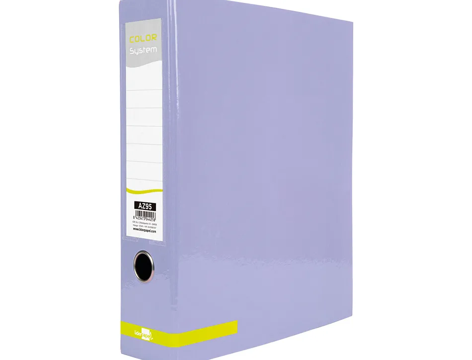 Classeur a levier liderpapel a4 color system dos de 80 mm coloris lavande