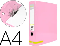 Classeur a levier liderpapel a4 color system dos de 80 mm coloris rose