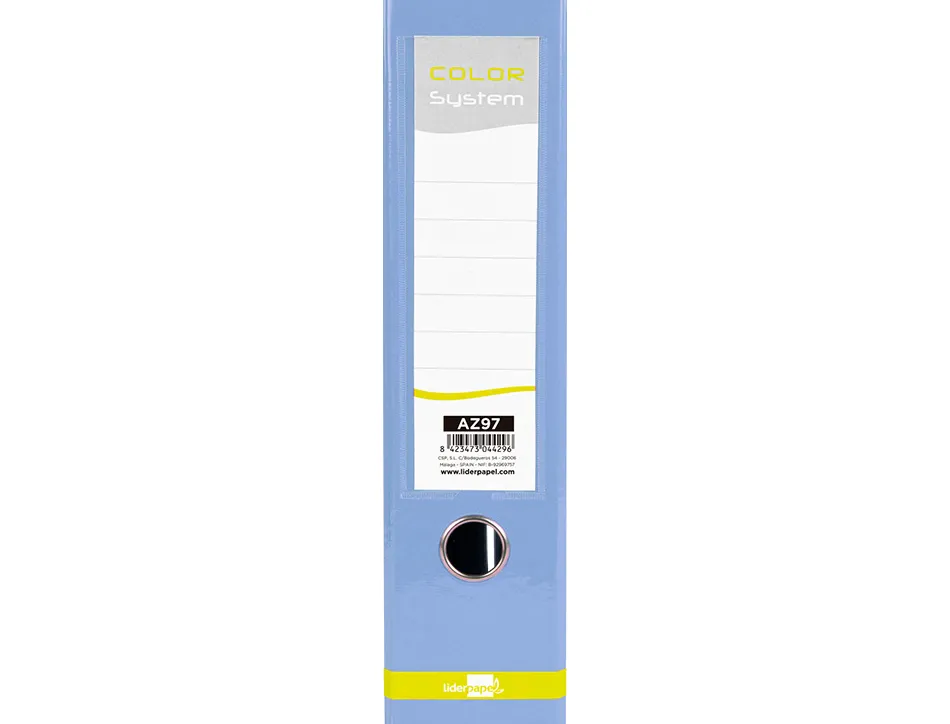 Classeur a levier liderpapel a4 color system dos de 80 mm coloris bleu ciel