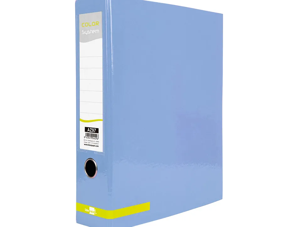 Classeur a levier liderpapel a4 color system dos de 80 mm coloris bleu ciel