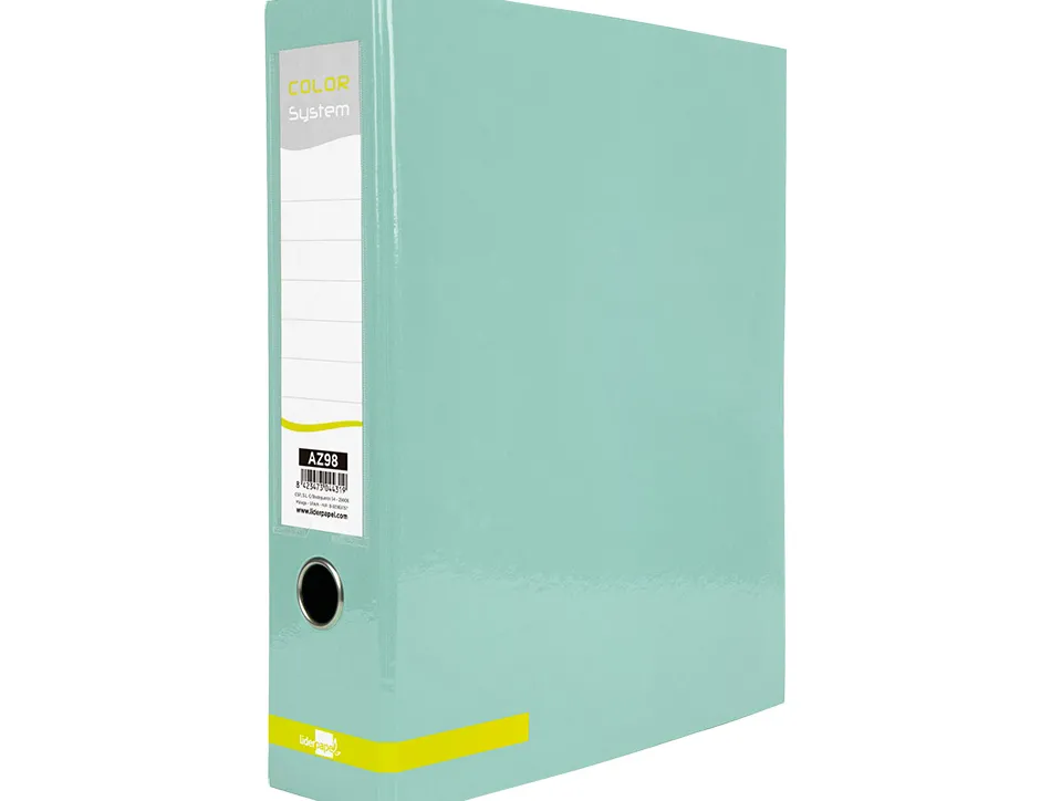 Classeur a levier liderpapel a4 color system dos de 80 mm coloris menthe