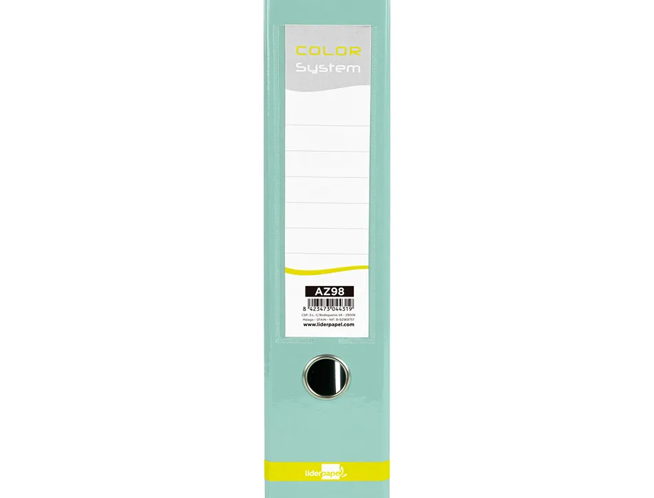 Classeur a levier liderpapel a4 color system dos de 80 mm coloris menthe