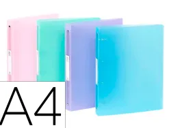 Classeur a4 viquel couverture souple dos 4cm 4 anneaux polypropylene propysoft coloris assortis