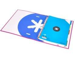 Classeur antartik 4 anneaux ronds 40mm a4 carton remborde feuillets mobiles quadrillage 5mm coloris rose