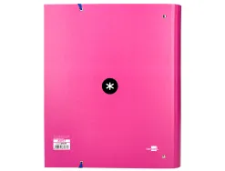 Classeur antartik 4 anneaux ronds 40mm a4 carton remborde feuillets mobiles quadrillage 5mm coloris rose