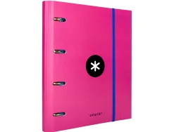 Classeur antartik 4 anneaux ronds 40mm a4 carton remborde feuillets mobiles quadrillage 5mm coloris rose