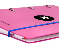 Classeur antartik 4 anneaux ronds 40mm a4 carton remborde feuillets mobiles quadrillage 5mm coloris rose