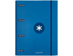 Classeur antartik 4 anneaux ronds 25mm a4 carton remborde feuillets mobiles 5x5 bleu marine