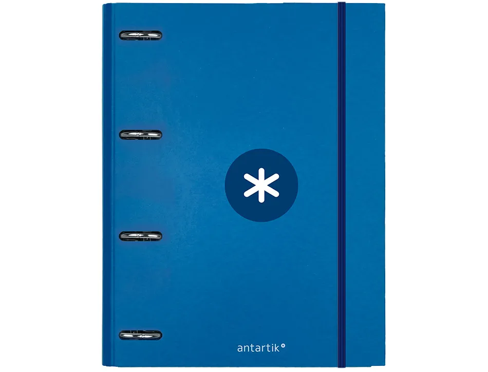 Classeur antartik 4 anneaux ronds 25mm a4 carton remborde feuillets mobiles 5x5 bleu marine