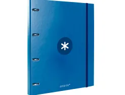 Classeur antartik 4 anneaux ronds 25mm a4 carton remborde feuillets mobiles 5x5 bleu marine
