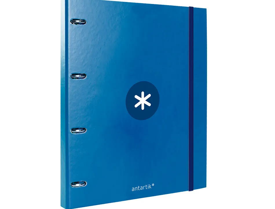 Classeur antartik 4 anneaux ronds 25mm a4 carton remborde feuillets mobiles 5x5 bleu marine