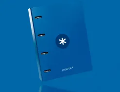 Classeur antartik 4 anneaux ronds 25mm a4 carton remborde feuillets mobiles 5x5 bleu marine