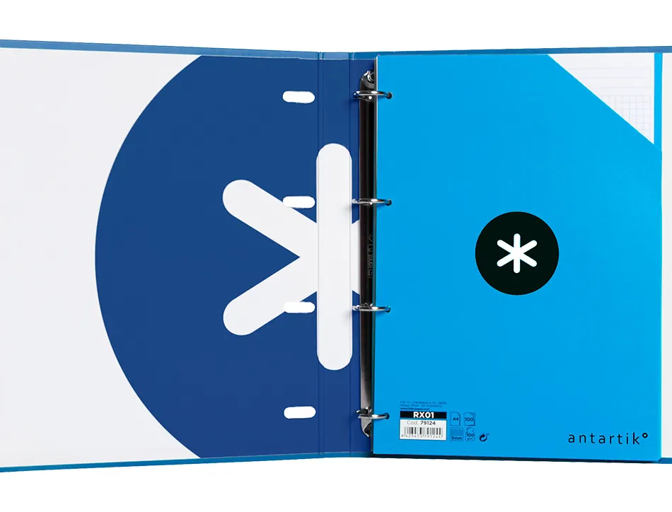 Classeur antartik 4 anneaux ronds 25mm a4 carton remborde feuillets mobiles 5x5 bleu marine