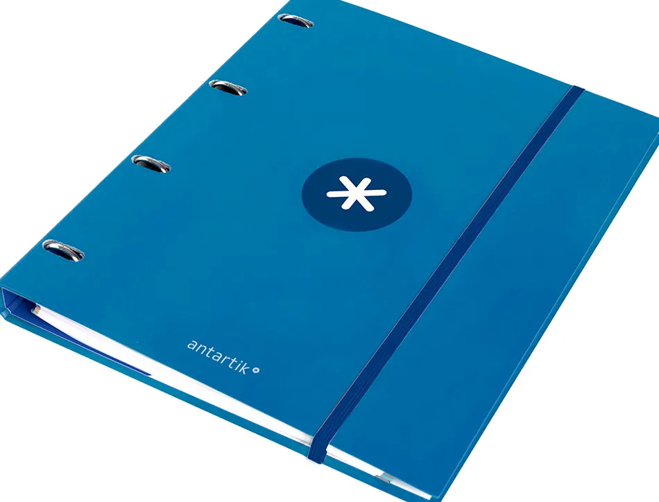 Classeur antartik 4 anneaux ronds 25mm a4 carton remborde feuillets mobiles 5x5 bleu marine