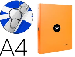 Classeur antartik 4 anneaux ronds 25mm a4 carton remborde coloris orange