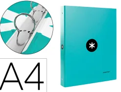 Classeur antartik 4 anneaux ronds 25mm a4 carton rembordé coloris menthe