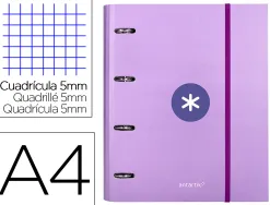 Classeur antartik 4 anneaux ronds 40mm a4 carton rembordé feuillets mobiles q5x5 colorislavande