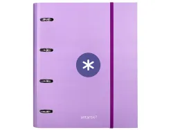 Classeur antartik 4 anneaux ronds 40mm a4 carton rembordé feuillets mobiles q5x5 colorislavande
