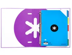 Classeur antartik 4 anneaux ronds 40mm a4 carton rembordé feuillets mobiles q5x5 colorislavande