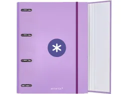 Classeur antartik 4 anneaux ronds 40mm a4 carton rembordé feuillets mobiles q5x5 colorislavande