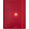 Classeur antartik 4 anneaux ronds 25mm a4 carton remborde feuillets mobiles 5x5 framboise