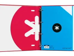 Classeur antartik 4 anneaux ronds 25mm a4 carton remborde feuillets mobiles 5x5 framboise