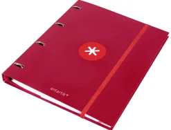 Classeur antartik 4 anneaux ronds 25mm a4 carton remborde feuillets mobiles 5x5 framboise
