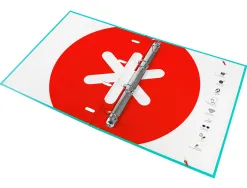 Classeur antartik 4 anneaux ronds 25mm a4 carton rembordé feuillets mobiles quadrillage 5mm coloris turquoise