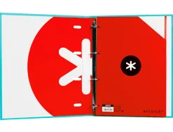 Classeur antartik 4 anneaux ronds 25mm a4 carton rembordé feuillets mobiles quadrillage 5mm coloris turquoise