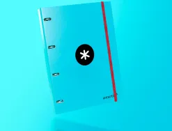 Classeur antartik 4 anneaux ronds 25mm a4 carton rembordé feuillets mobiles quadrillage 5mm coloris turquoise