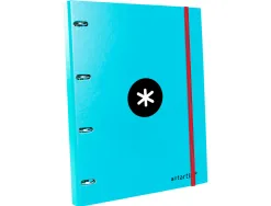 Classeur antartik 4 anneaux ronds 25mm a4 carton rembordé feuillets mobiles quadrillage 5mm coloris turquoise