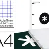 Classeur antartik 4 anneaux ronds 25mm a4 carton rembordé feuillets mobiles quadrillage 5mm coloris blanc
