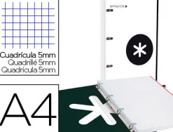 Classeur antartik 4 anneaux ronds 25mm a4 carton rembordé feuillets mobiles quadrillage 5mm coloris blanc