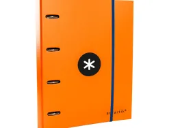 Classeur antartik 4 anneaux ronds 40mm a4 carton remborde feuillets mobiles quadrillage 5mm coloris orange