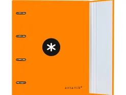 Classeur antartik 4 anneaux ronds 40mm a4 carton remborde feuillets mobiles quadrillage 5mm coloris orange