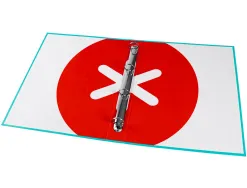 Classeur antartik 4 anneaux ronds 25mm a4 carton remborde coloris turquoise